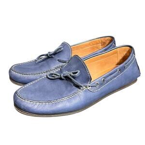 M. Gemi Blue Leather Driving Moccasin Penny Loafer Shoes Tassle Men 43.5 US 10.5